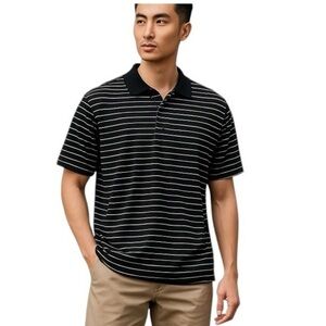 Grand Slam | Black and White Performance Golf Polo Shirt